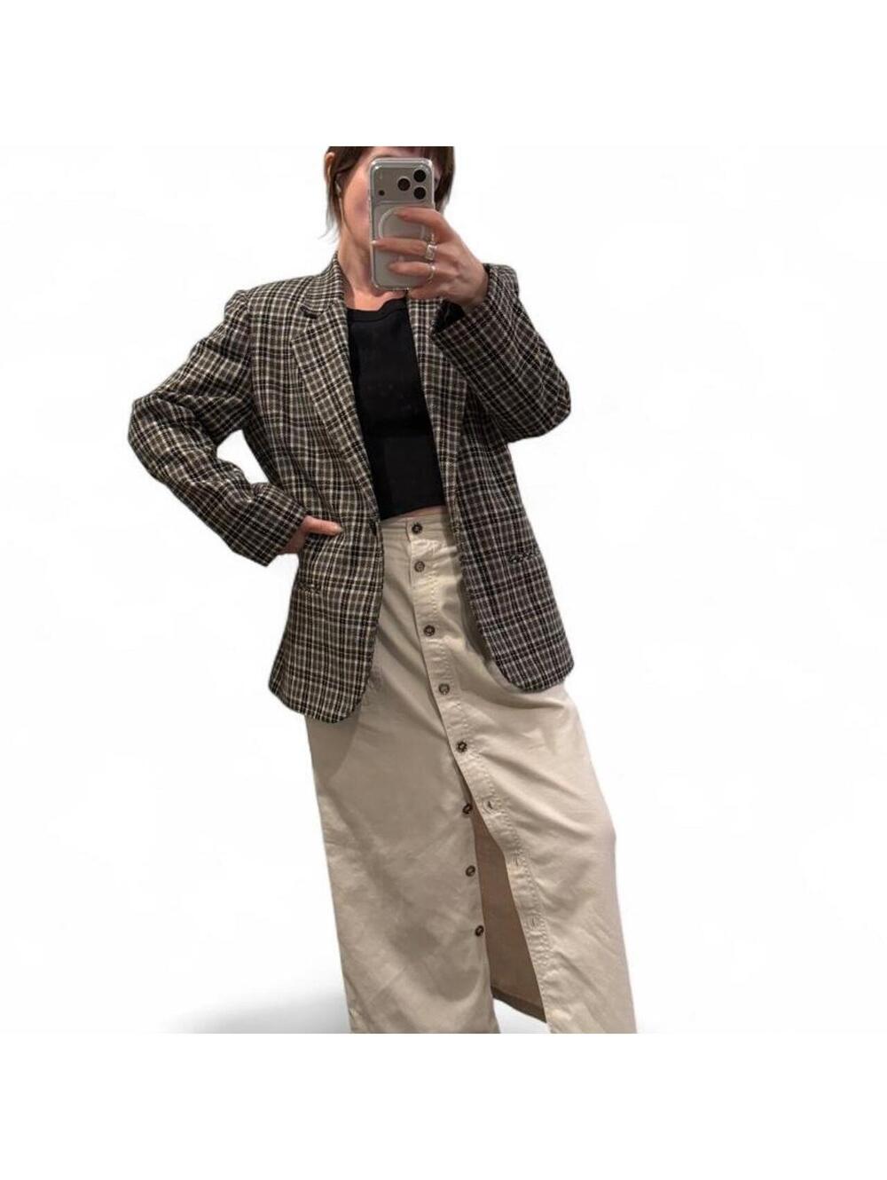 Vintage 90s Plaid Wool Blazer